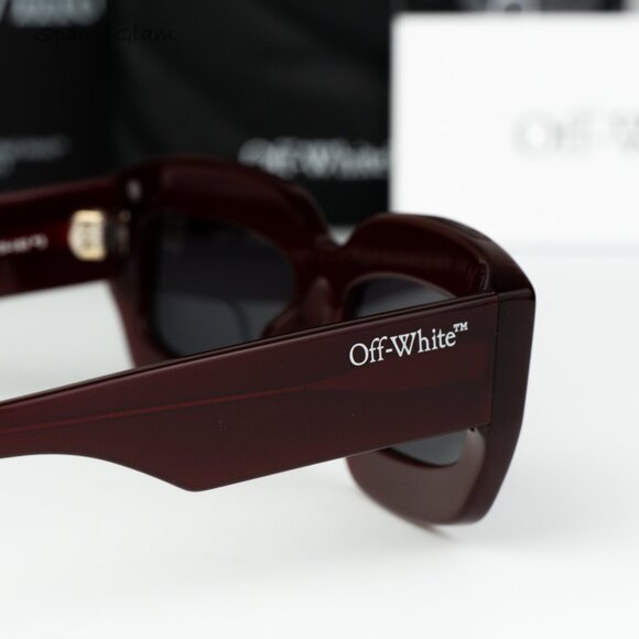 Off-White Women Sunglasses Burgundy Grey Rectangle OERI138 CHARLOTTE 2807 NEW main image 5